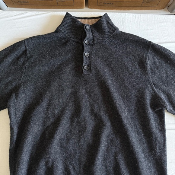 LL‎ Bean Lambs Wool Henley Sweater Mens Medium Gray Fisherman Coastal Outdoors - Picture 4 of 15